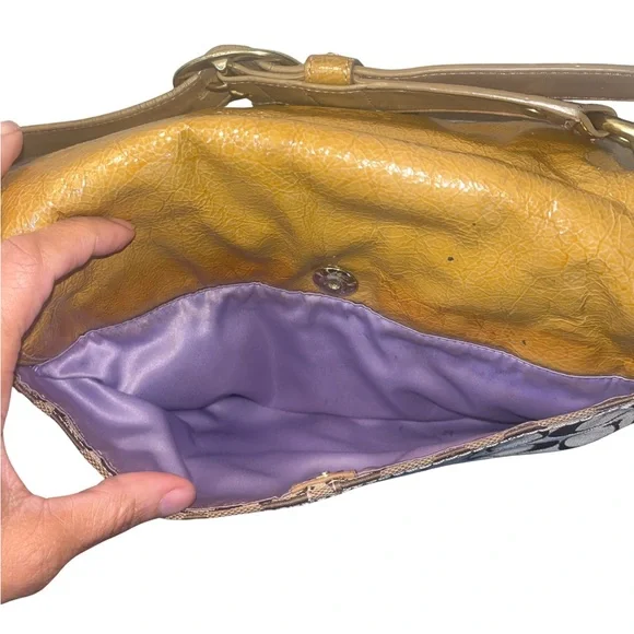 Coach Bleecker Khaki Signature & Tan Patent Leather Bag - Picture 10 of 16